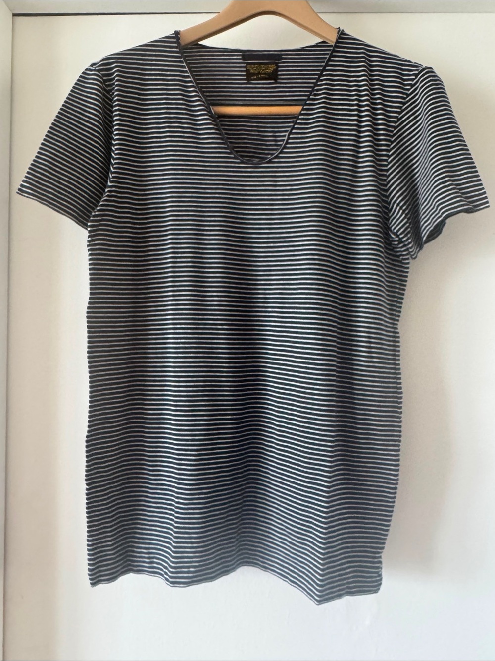 AllSaints Black and White Striped Short Sleeve Tee